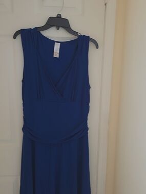 Classic V-Neck Sleeveless Blue Women’s Dress